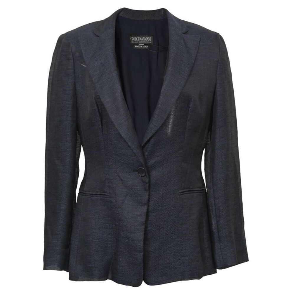 Giorgio Armani Single-Breasted Blazer in Navy Blue Linen